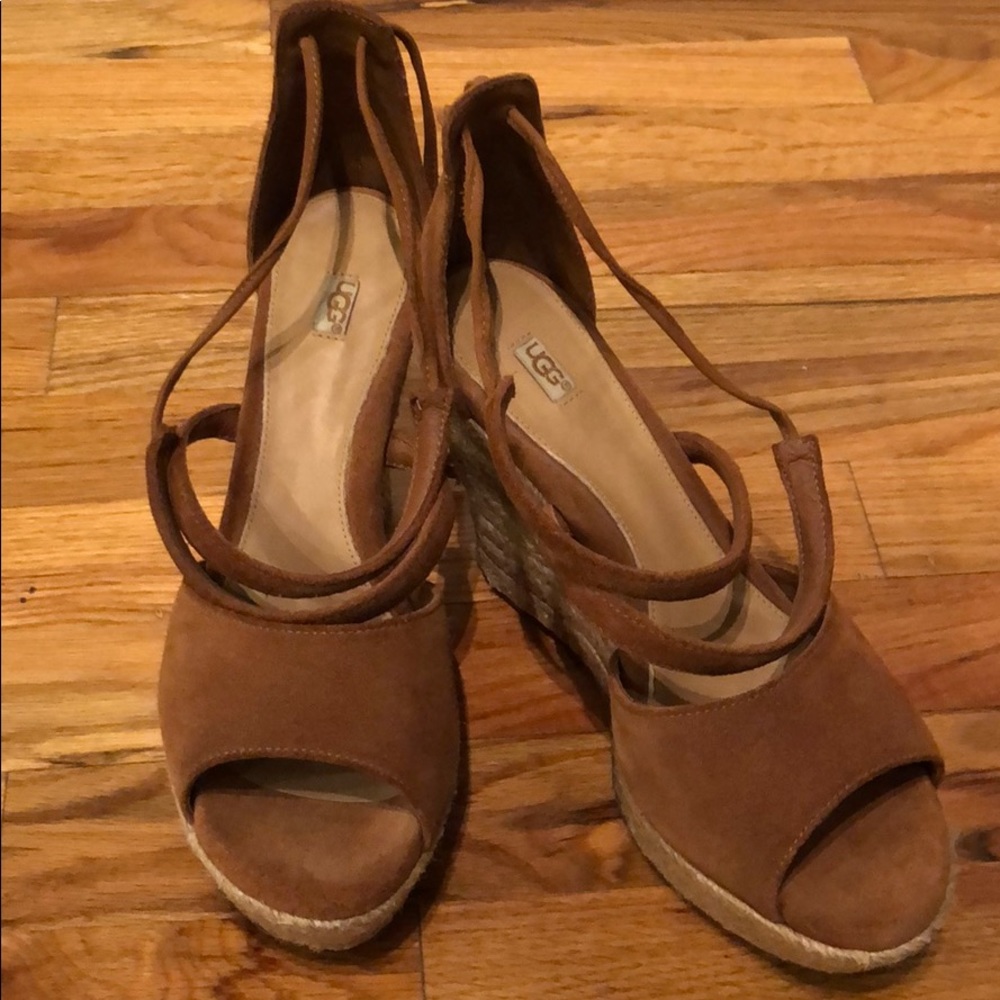 Ugg tan suede wedges size 8 and NEVER worn